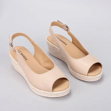 Load image into Gallery viewer, Le Sansa Petunia Navy &amp; Nude, Wedge Heel, Padded Innersole &amp; Buckle back Strap
