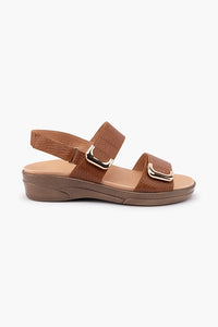 Klouds Elegance Luxe Tan & Black, Orthotic Friendly, Removable Innersole & Adjustable Velcro Straps