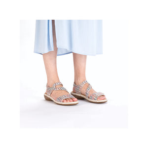 Rieker 659C7 Taupe Mult, Low heel & Velcro Straps