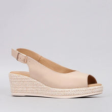 Load image into Gallery viewer, Le Sansa Petunia Navy &amp; Nude, Wedge Heel, Padded Innersole &amp; Buckle back Strap
