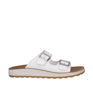 Fly Flot 77G64 White & Green, Slide, Adjustable Buckles Sculptured Arch Support & Comfy Innersole
