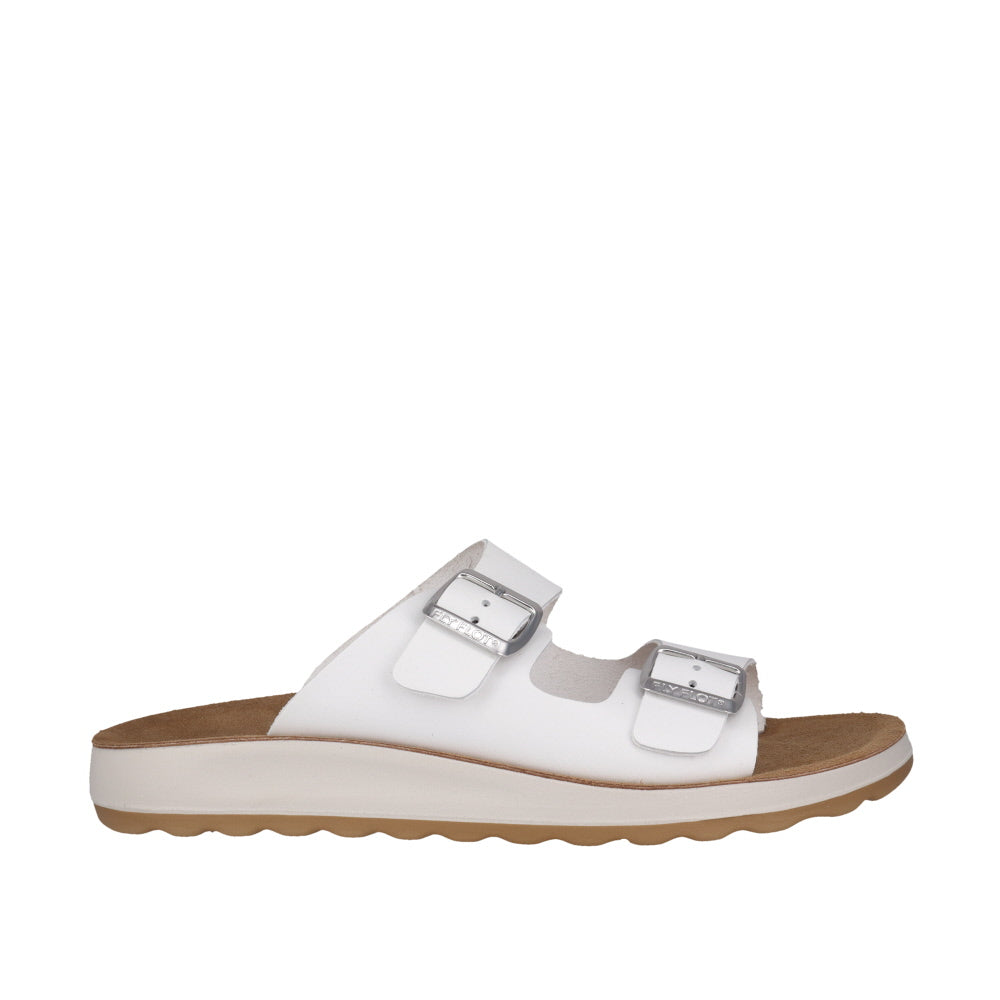 Fly Flot 77G64 White & Green, Slide, Adjustable Buckles Sculptured Arch Support & Comfy Innersole