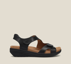 Taos Serene Tan & Black, C Fitting, Sculptured Arch Support & Dual Velcro Straps