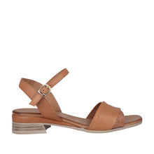 Load image into Gallery viewer, Cabello Aven Navy &amp; Tan, Low Heel, Padded Innersole &amp; Elastic Buckle Ankle Strap
