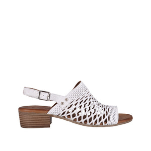Cabello Alaca White & Tan, Back Strap & Low Heel