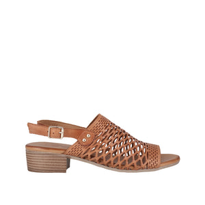 Cabello Alaca White & Tan, Back Strap & Low Heel