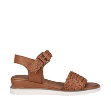 Load image into Gallery viewer, Cabello Amine Gold &amp; Tan, Wedge Heel, Padded Innersole 7 Buckle Strap
