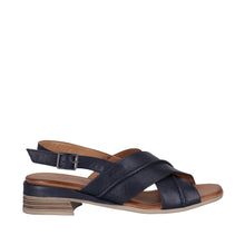 Load image into Gallery viewer, Cabello Anya Navy &amp; Tan, Low Heel, Back strap &amp; Padded Innersole
