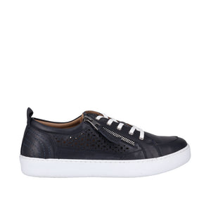 Cabello Bella Navy & Tan, Orthotic Friendly, Removable Innersole, Zip & Lace