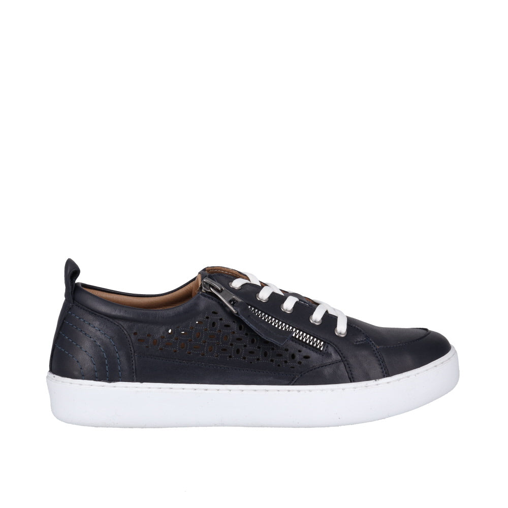Cabello Bella Navy & Tan, Orthotic Friendly, Removable Innersole, Zip & Lace