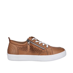 Cabello Bella Navy & Tan, Orthotic Friendly, Removable Innersole, Zip & Lace