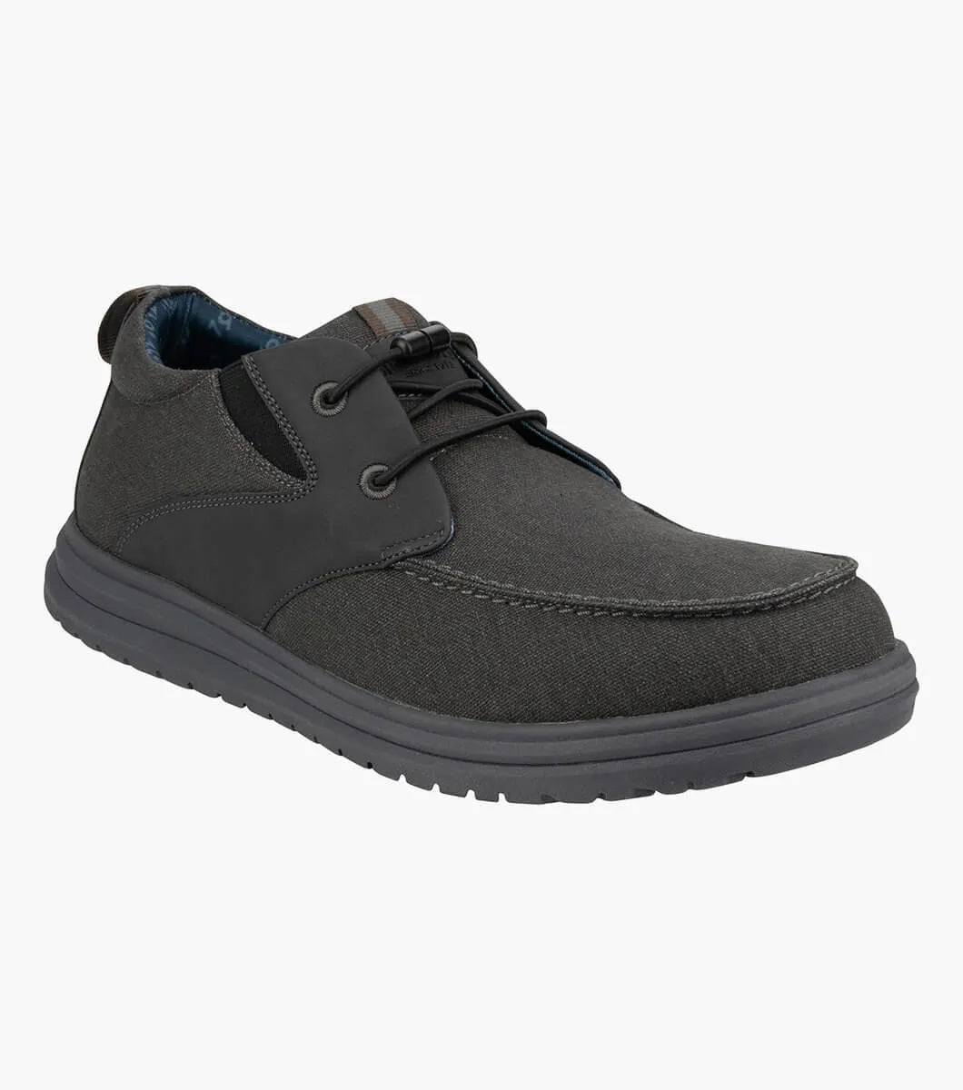 Florsheim Nunn Bush Brew City, Black Canvas, Slip On, Orthotic Friendly & Elastic Laces