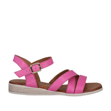 Load image into Gallery viewer, Cabello Celine Hot Pink &amp; Pewter, Low Wedge Heel, Padded Innersole &amp; Buckle

