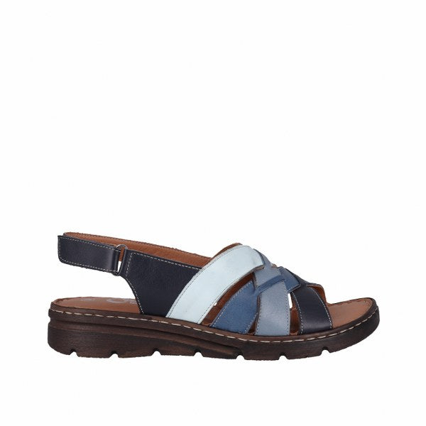 Cabello Cp825 Navy Multi & Tan Multi, Velcro Strap, C Fitting & Padded Innersole