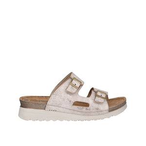 Carla Verde CV754 Beige & Steel Grey, Slide, Wedge Heel, Adjustable Straps, Synthetic Upper & Leather Innersole