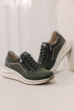 Load image into Gallery viewer, Remonte D0T16 Khaki &amp; Black, Orthotic Friendly, Removable Innersole, Contoured Innersole, Zip &amp; Lace
