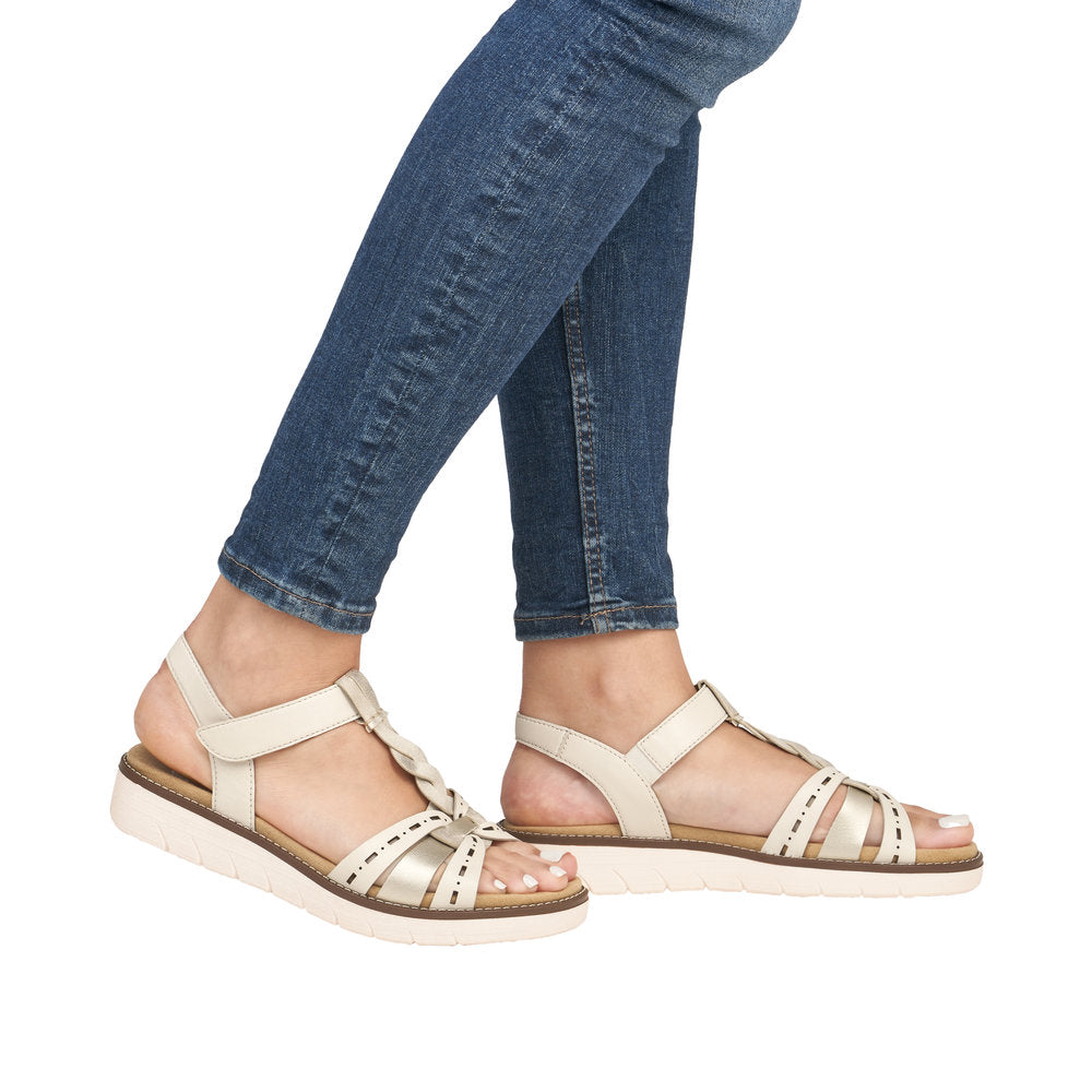 RemonteD 2044Taupe Multi & Tan Multi, Low Heel, Padded Innersole & Velcro Strap