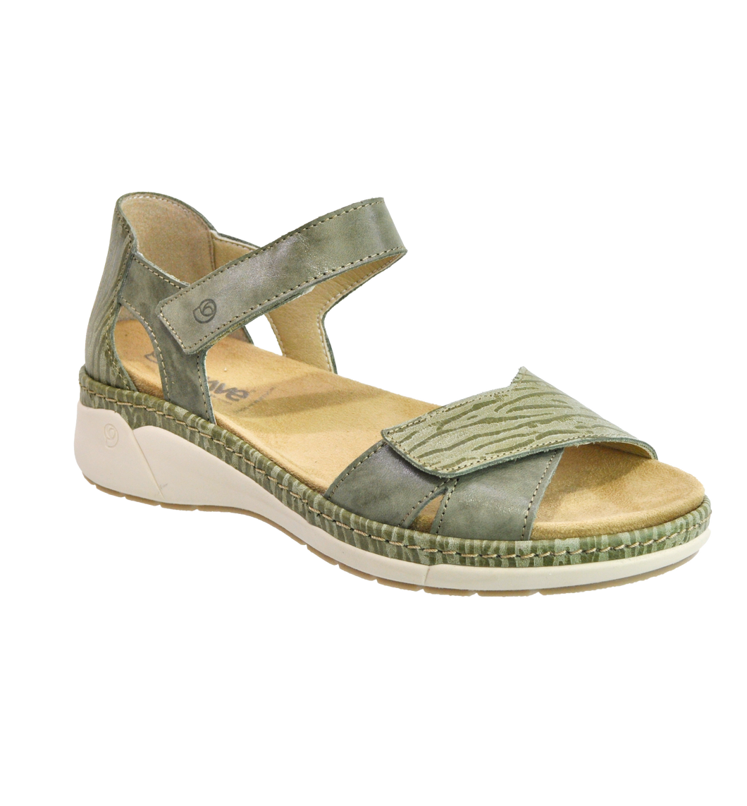 Suave Dickens Olive & Taupe, Velcro Straps, Orthotic Friendly, Removable Innersole & Heel In