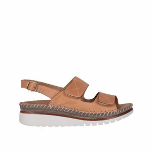 Cabello Dulcy Taupe & Tan, Adjustable Straps, Wedge heel & Sculptured Arch Support