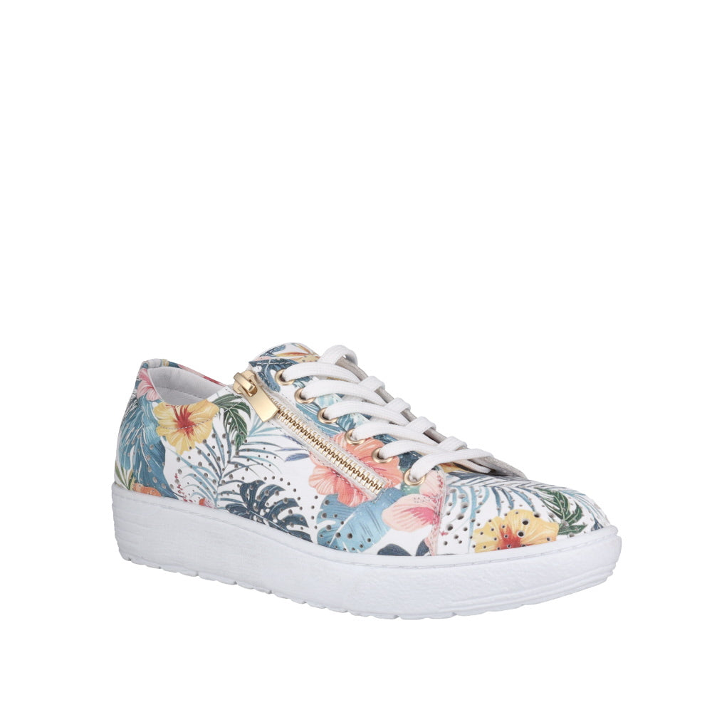 Cabello EG11P Iris Blue Multi, Orthotic Friendly, Removable Innersole, Zip & Lace
