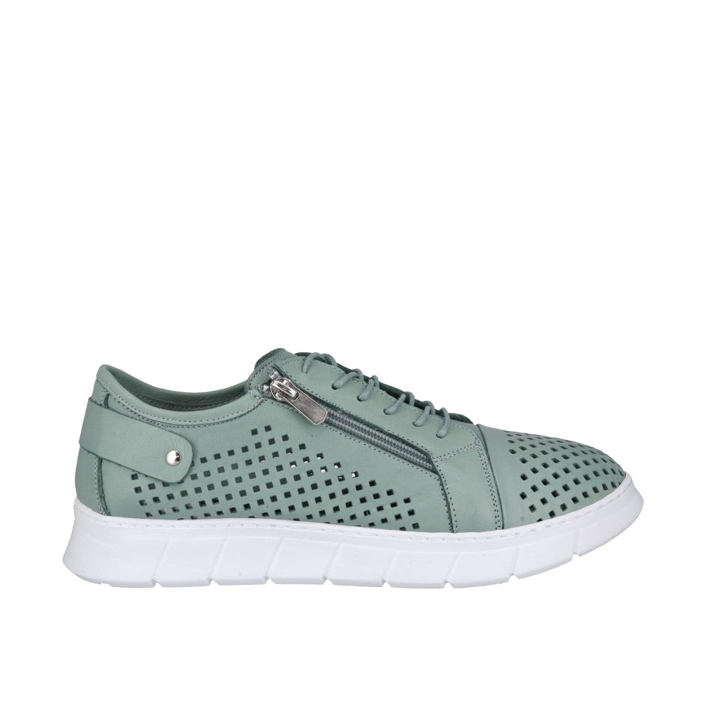 Cabello EG172 Emerald & Latte, Orthotic Friendly, Removable Innersole, Zip & Lace