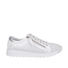 Load image into Gallery viewer, Cabello EG256 Navy &amp; White, Orthotic Friendly, Removable Innersole, Zip &amp; lace
