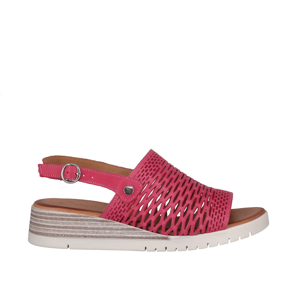 Cabello Enigma Fuchsia & Tan, Wedge Heel