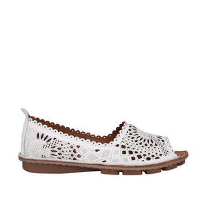 Cabello Hermet, Mustard & White, Slip On & Toe Peeper