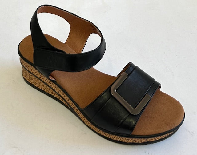 Cassini Morocco Black, & Velcro Strap Wedge