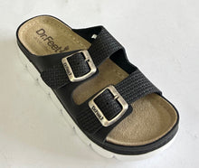 Load image into Gallery viewer, Dr Feet Harpo White &amp; Black Anatomic Innersole &amp; Adjustable Straps
