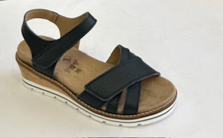 Aco Azzure Navy & White, Orthotic Friendly, Removable Innersole & Adjustable Straps & Wedge Heel