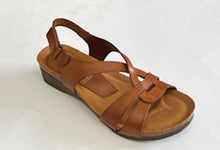 Load image into Gallery viewer, Zeta Often Tan &amp; Navy, Wedge heel, Velcro Strap &amp; Padded Innersole
