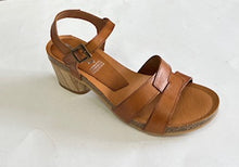 Load image into Gallery viewer, Zeta Bizet Black &amp; tan, Heel, Padded Innersole &amp; Velcro Buckble Strap
