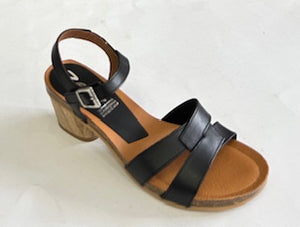 Zeta Bizet Black & tan, Heel, Padded Innersole & Velcro Buckble Strap