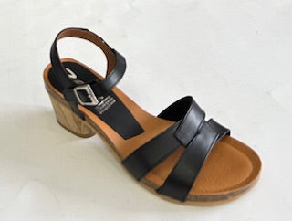 Zeta Bizet Black & tan, Heel, Padded Innersole & Velcro Buckble Strap