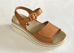 Bonni Gem Soft Pink & Tan, Wedge Heel, Velcro Straps, Removable Innersole & Orthotic Friendly