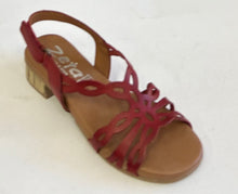 Load image into Gallery viewer, Zeta Hart Gold &amp; Red, Sling Back Padded Innersole &amp; Low Heel
