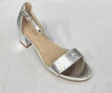 Load image into Gallery viewer, Clarice Adore Black Shimmer &amp; Silver Shimmer, Heel In, Heel, Padded Innersole &amp; Ankle Strap
