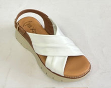 Load image into Gallery viewer, Xbonita J230 Red &amp; White, Padded Innersole, Wedge Heel &amp; Buckel Back Strap
