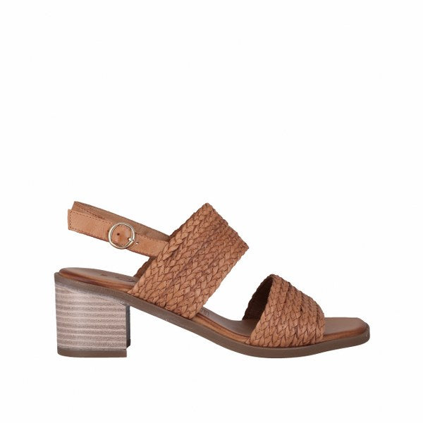 Cabello Izzy Tan & Black, Heel & Padded Innersole