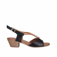 Load image into Gallery viewer, Cabello Kalkan Black/Tan &amp; White/Tan, Heel &amp; Elastic Buckle
