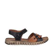 Load image into Gallery viewer, Cabello Meltem Tan &amp; Black, Low Heel &amp; Velcro Strap
