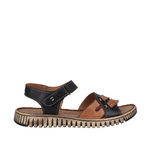 Cabello Meltem Tan & Black, Low Heel & Velcro Strap