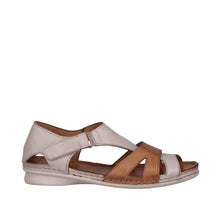 Load image into Gallery viewer, Cabello Mystic Black &amp; Taupe Multi, Low Heel, Enclosed Heel &amp; Velcro Strap
