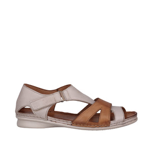 Cabello Mystic Black & Taupe Multi, Low Heel, Enclosed Heel & Velcro Strap