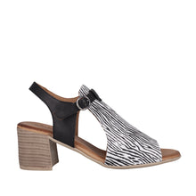 Load image into Gallery viewer, Cabello Poppy Tan &amp; Zebra, Heel, Padded Innersole &amp; Buckle
