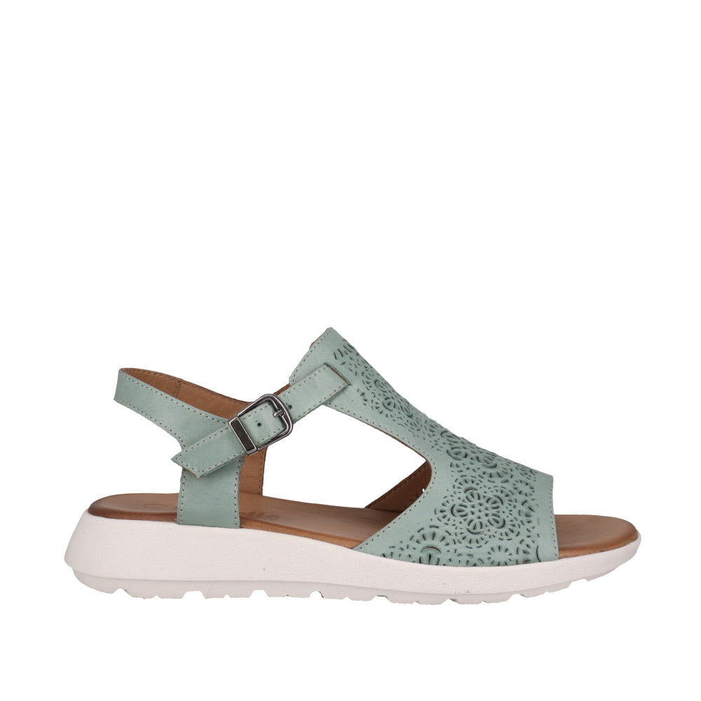 Cabello Penelope Mint & Tan, Padded Innersole & Low heel