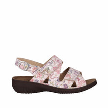 Load image into Gallery viewer, Cabello RE391 Beige Print, Navy, Orthotic Friendly, Removable Innersole, Adjustable buckle
