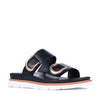 Los Cabos San Slide Beige & Black, Double Velcro Straps, Sculptured Arch Support & Padded Innersole