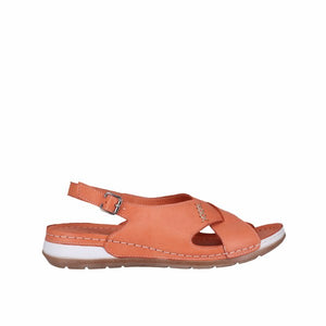 Cabello Sevin Pink & Orange, Low Heel Padded Innersole & Sculptured Arch Support